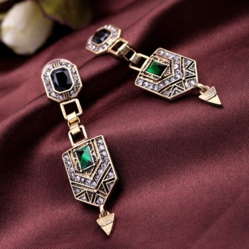 Two Tones Vintage Gold Earrings - Picture 2 of 6